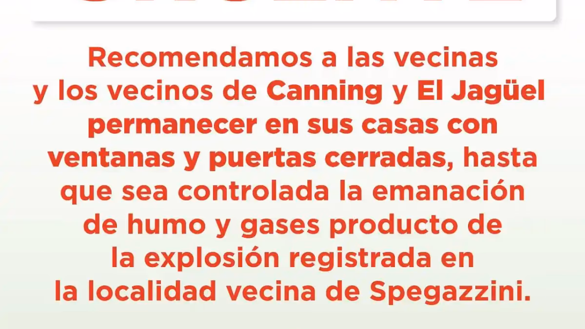 Placa Explosión en Ezeiza Municipio de Esteban Echeverría