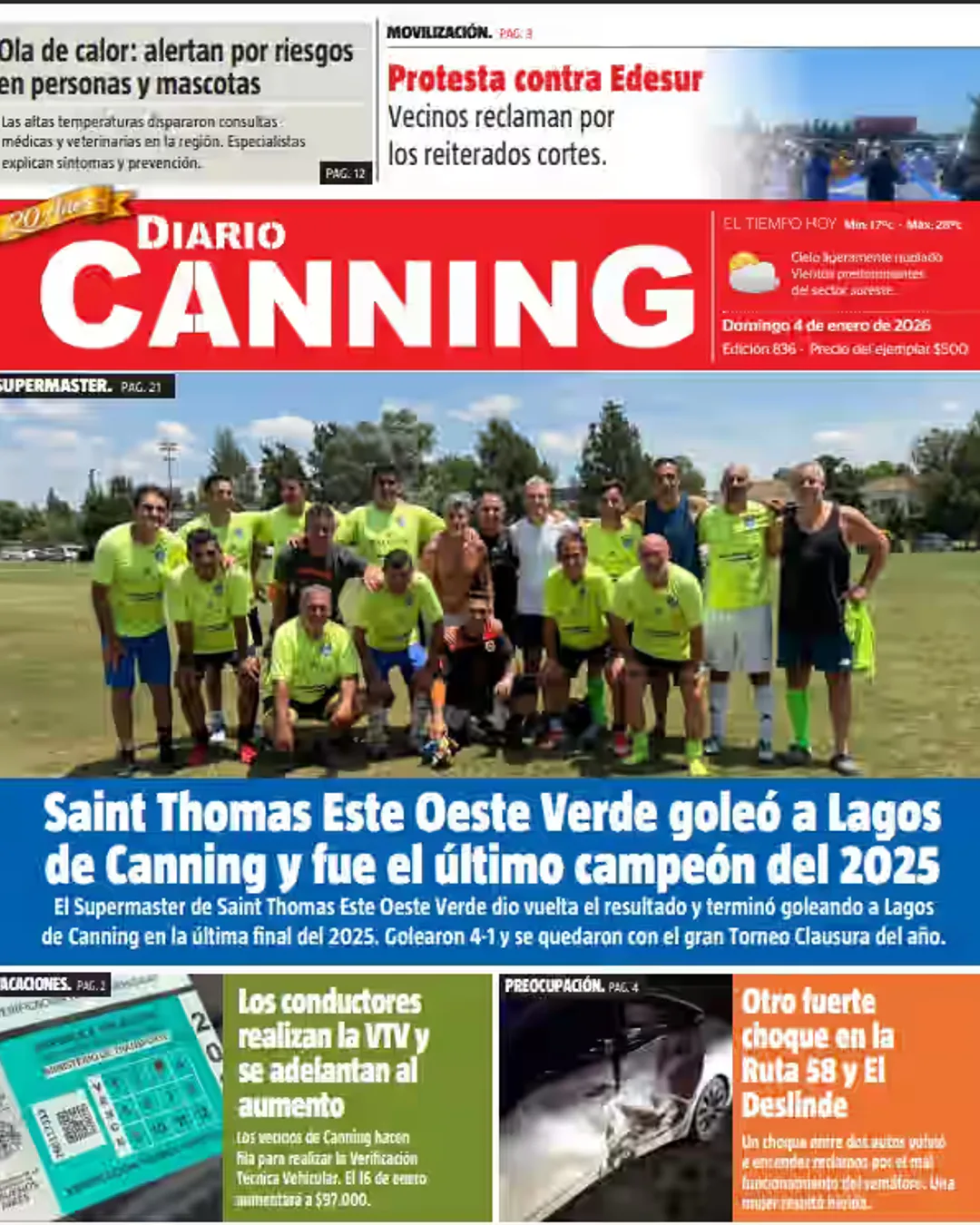 Tapa del diario en papel